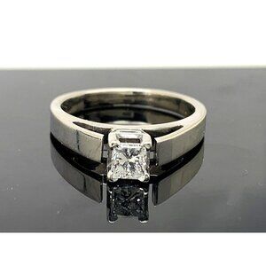 Engagement Ring 0.30ct Diamond Princess Solitaire 14k White Gold Women S…